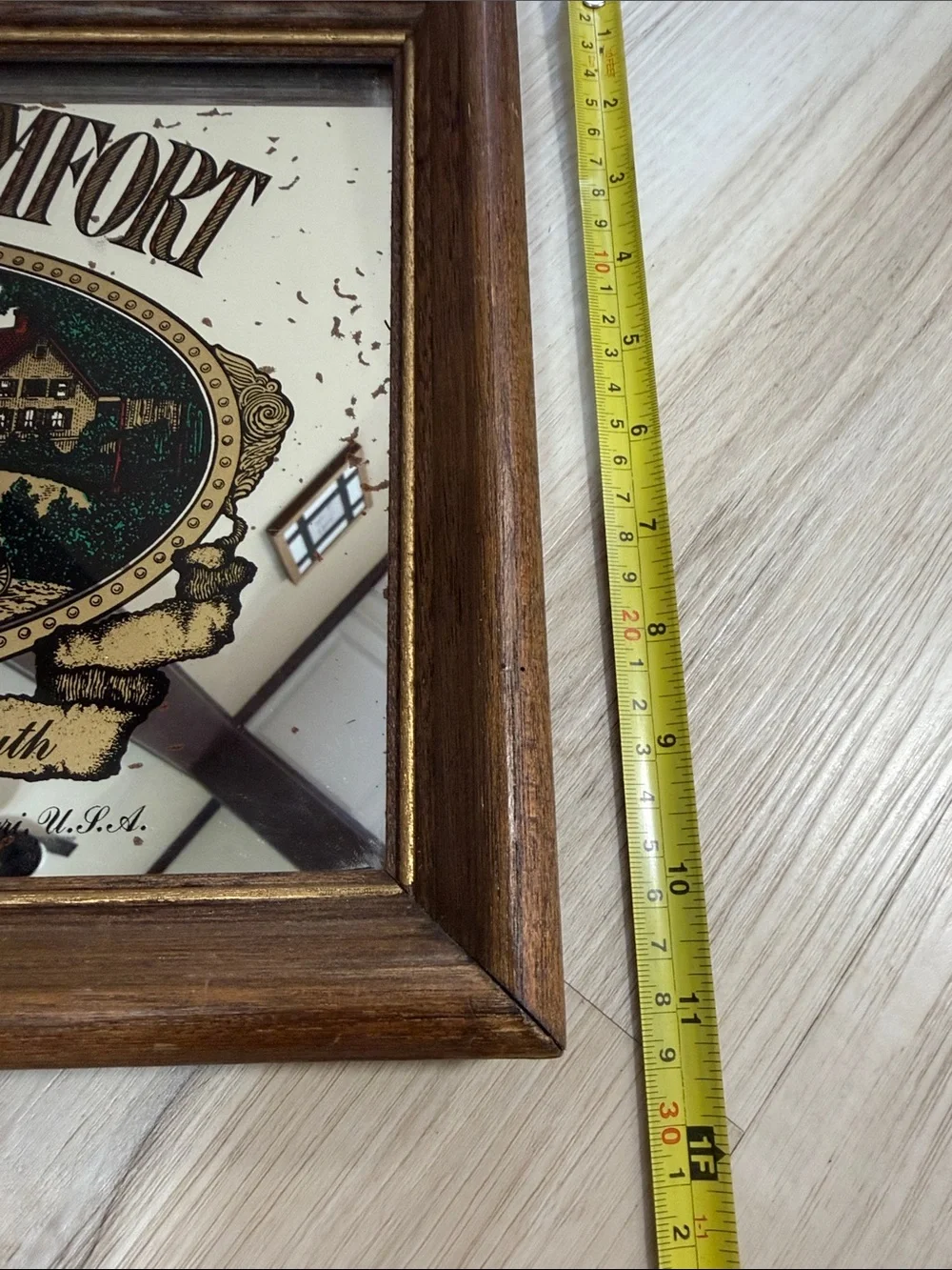 Southern Comfort Frame Advertising Mirror St. Louis Mississippi River Rustic Bar
